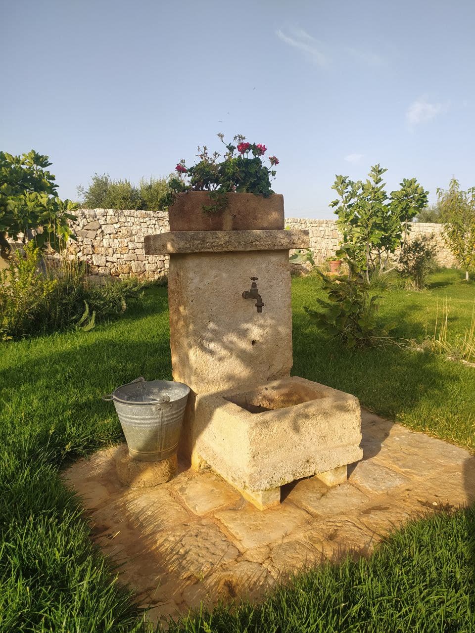Pietra e dettagli del giardino della masseria